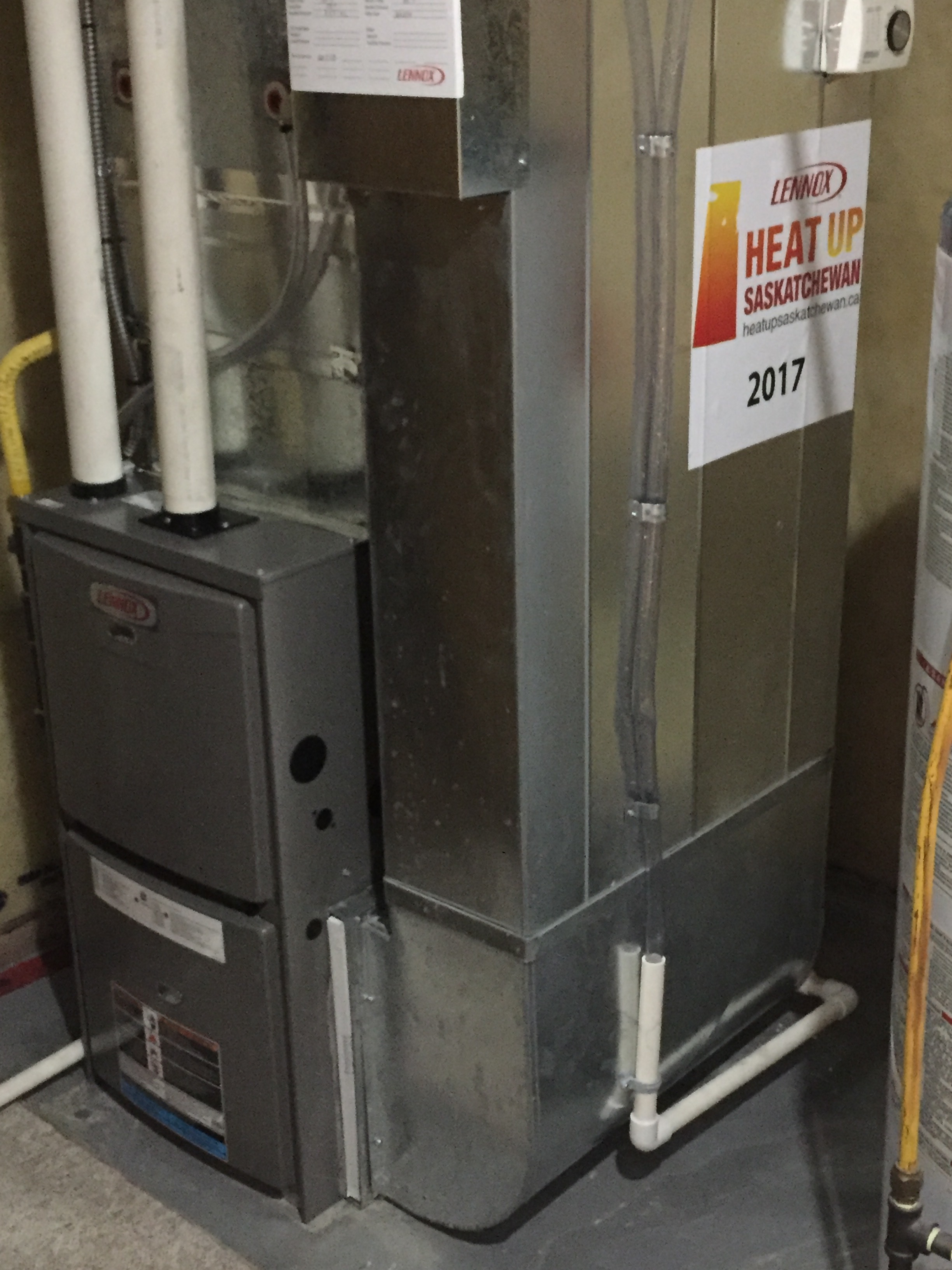 A new Lennox furnace donated through Heat Up Saskatchewan